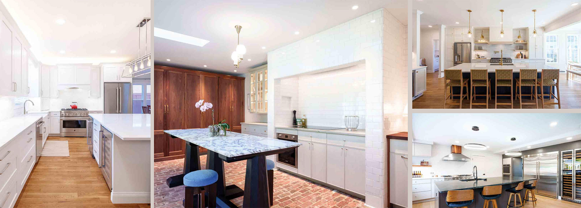 Luxury white kitchen with a large marble island